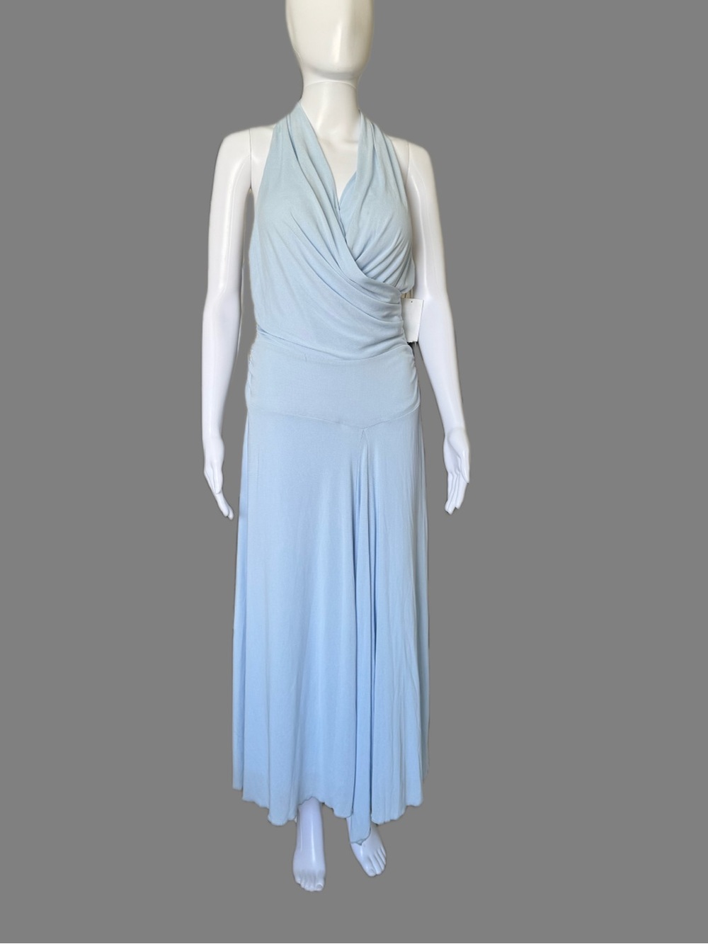 Socialite Light Blue Draped Halter Maxi Dress